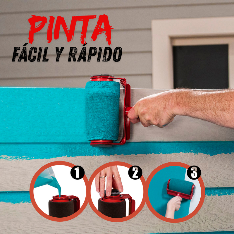 Rodillo de pintura recargable con palo extensible	para áreas difíciles